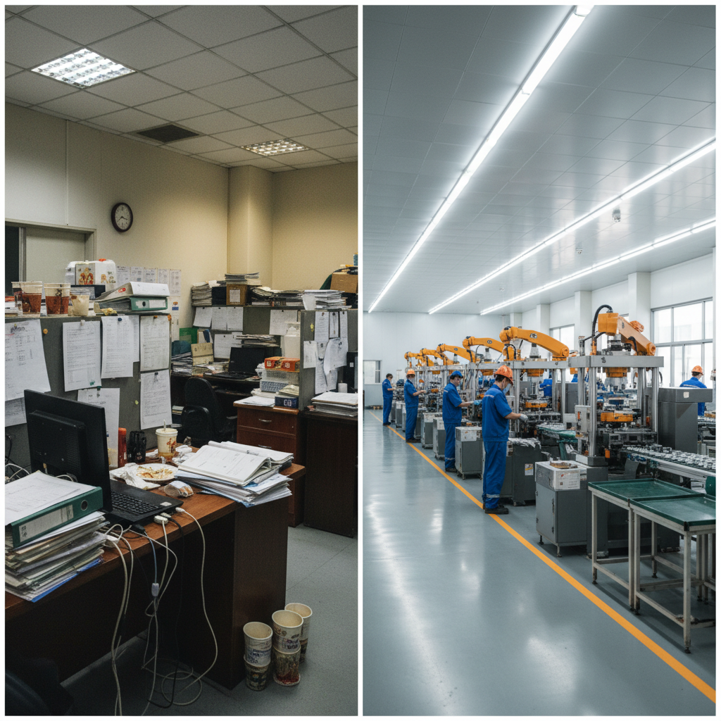 Trader caché versus vraie usine en Chine